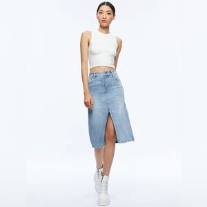ALICE + OLIVIA - RYE MIDI DENIM SKIRT - LIGHTNING BLUE NWOT